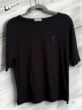Vintage Cacharel Paris Black top Embroidered C logo